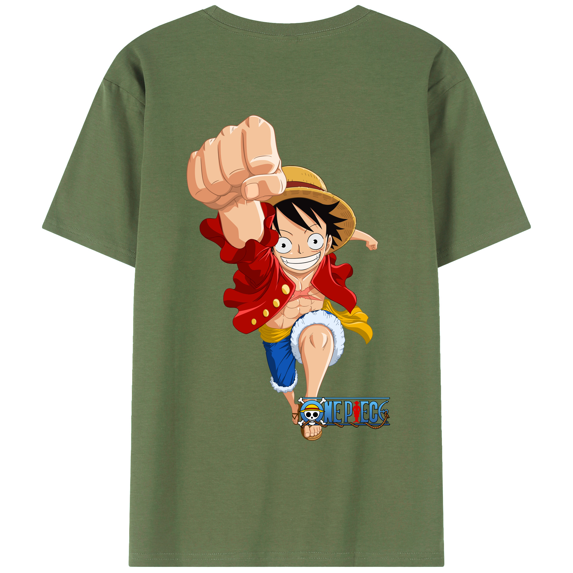 ワンピース モンキー・D・ルフィ ONE PIECE Monkey D. Luffy 綿100％ メンズ半袖Tシャツ（バックプリント） 通気性